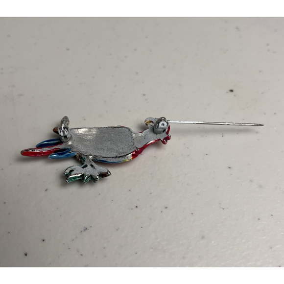 Vintage Parrot Bird Brooch Lot Macaw Parakeet Budgie Pins Jewelry Enamel & Wood - Picture 11 of 13